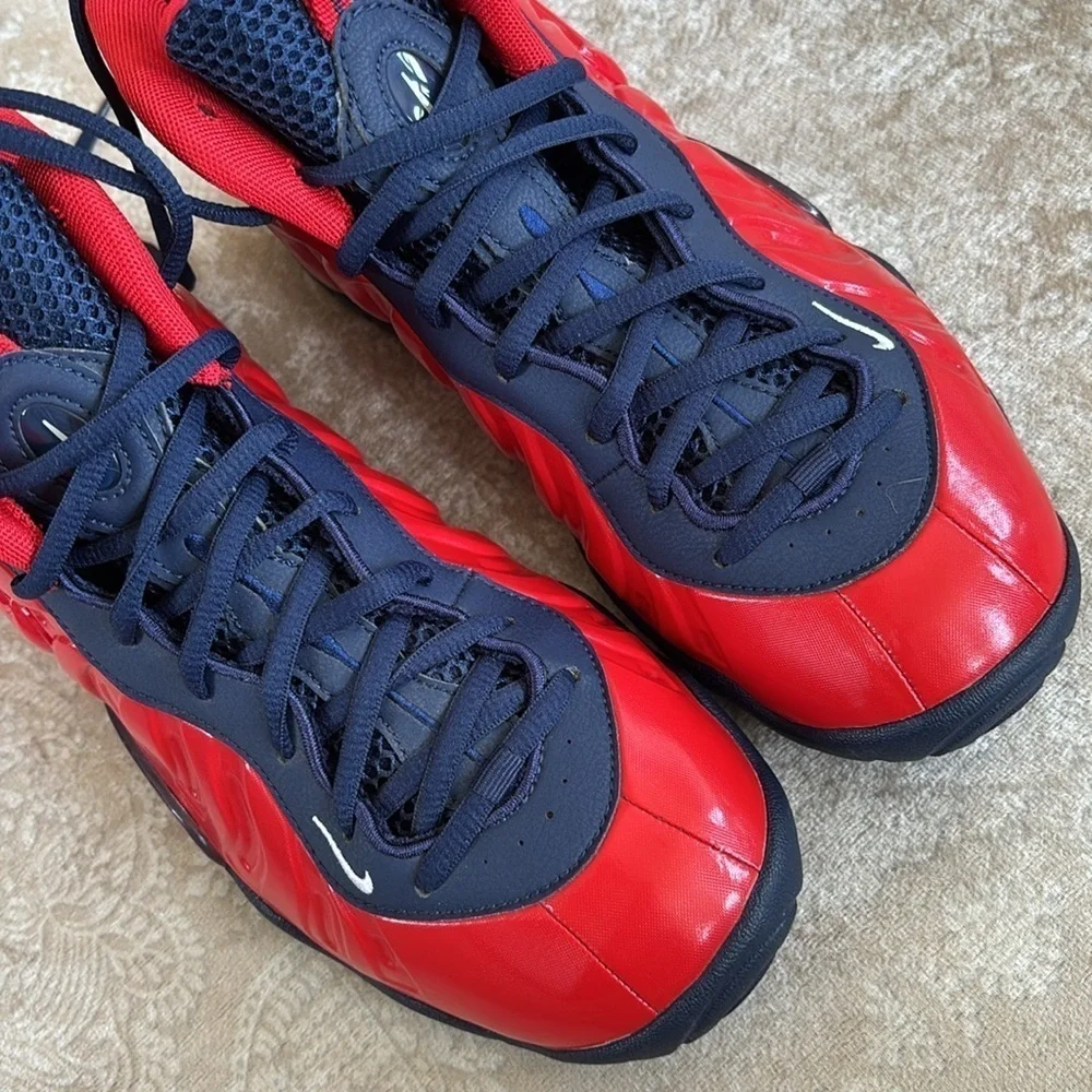 Nike Air Foamposite Little Posite Pro University Red Blue Lace Up Sneakers Shiny